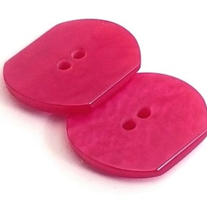 Dark Pink Pearlized Marbled Plastic Buttons - 28 mm or 1 1/8" - Set of 6 - Rounded Rectangular Shape – Dill