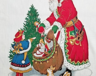 Holiday Fabric Panel with Concord's St. Nicklaus Appliques - 1980s