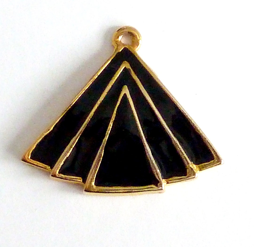 Enamel Triangle Pendant Reclaimed From a 1980s Necklace Gold-tone ...