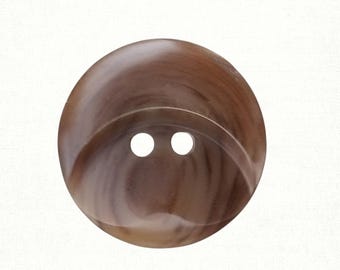 Caramel Brown Marbled Buttons with Raised Crescent Design - 28 mm or 1 1/8" - Set of 6 - Dill