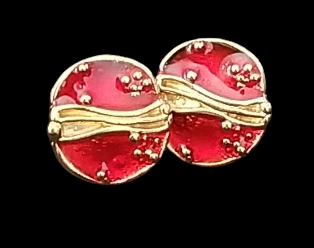 Red 24K Gold-plated Buttons - 22 Mm or 7/8 Inch - Lot of 6 Round Shank ...