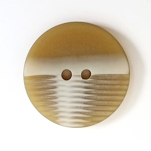 Tan Buttons with Stripes - 30 mm or 1 3/16 inch - Lot of 6 Large Round 2-hole Plastic Buttons - Made in Germany
