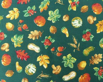 Fall Fruits and Leaves Cotton Fabric - 56" Remnant - Joan Kessler Design