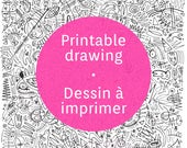 Printable graffiti sheet, ink plume abstract graffiti pattern to print