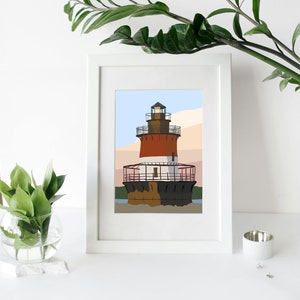 Plum Beach Lighthouse, Narragansett Rhode Island Illustration