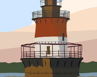 Plum Beach Lighthouse, Narragansett Rhode Island Illustration