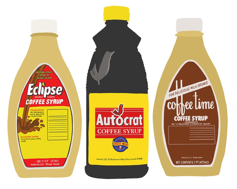 Autocrat Coffee Milk Syrup Rhode Island Illustration Etsy