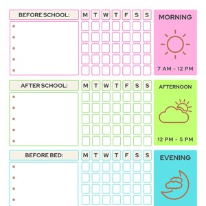 Editable Kids Chore Charts, Responsibility Charts, Kids Daily ...