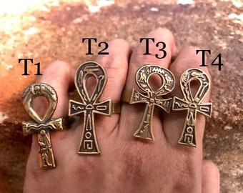 Ankh Ring  // Egyptian God Ring, Egyptian Cross Ring,  Ancient Egyptian , Nefertiti, Brass Ring, African Jewelry, Egyptian Jewelry, Khepri