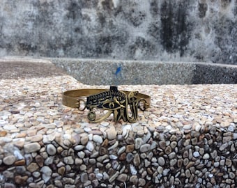 Forntida egyptisk hieroglyf Horus öga kobra Cleopatra Nubia nefertaristar afrikanska smycken historia justerbar mässing armband armband manschett