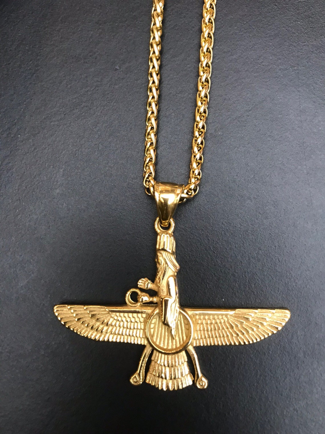 Gold Plated CZ Farvahar Ahura Mazda Zoroastrian Faravahar Etsy