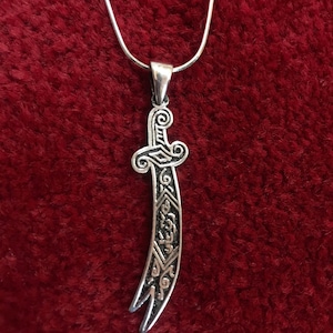Solid Silver 925 HZ Zulfiqar Imam Ali  Shia Sword Muslim Arabic Pendant Allah Eid Gift Islamic jewelry Necklace Men Womens Wife Muharram A1