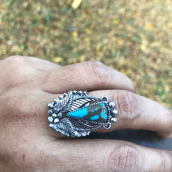 Egyptian Bug Beetle Wing rings African Jewelry Turquoise Synthetic Size 8 Men Women Boho Tribal North bedouin Desert Camel Rider