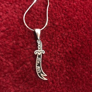 Small Solid Silver 925 HZ Zulfiqar Imam Ali Shia Sword Muslim Arabic Pendant Allah Gift Islamic jewelry Necklace Men Womens Wife Muharram A3