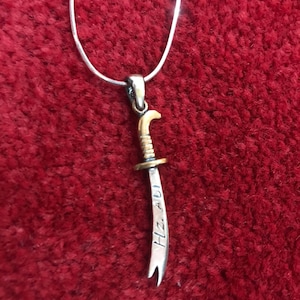 Solid Silver 925 Sterling HZ Zulfiqar Imam Ali Shia Sword Muslim Arabic Pendant Allah Gift Islamic jewelry Necklace Men Women Wife Small