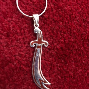 Solid Silver 925 HZ Zulfiqar Imam Ali Shia Sword Muslim Arabic Pendant Allah Gift Islamic jewelry Necklace Men Women Wife Muharram Arab Red