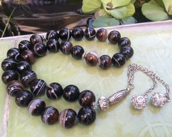 33 Tasbih Agate stone Prayer Beads , Masbahah ,islamic bead , Salat , allah , makkah , muslim beads, muslim prayer , mosque islamic