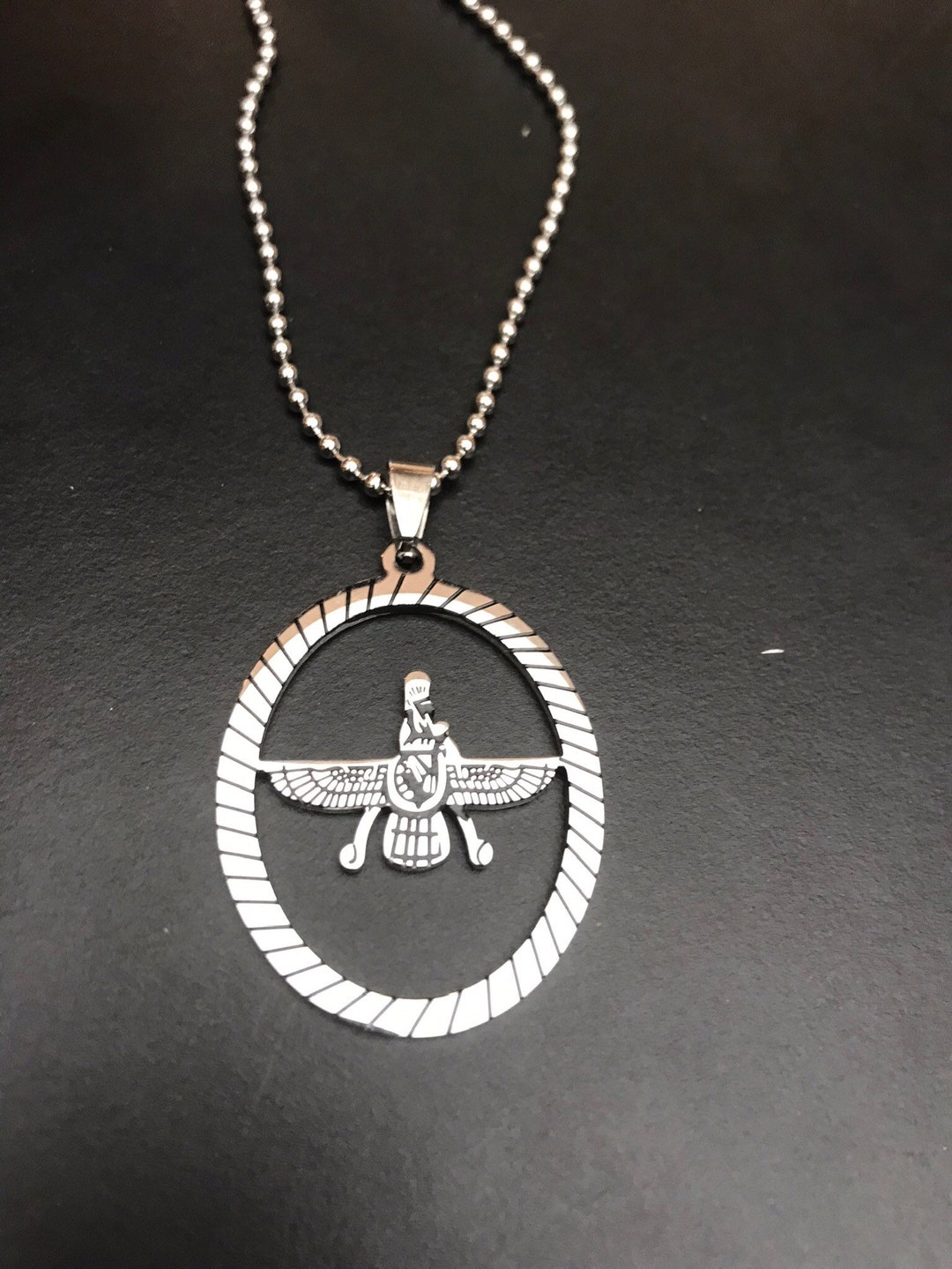 Farvahar Ahura Mazda Zoroastrian Faravahar Achaemenian Pendant Necklace
