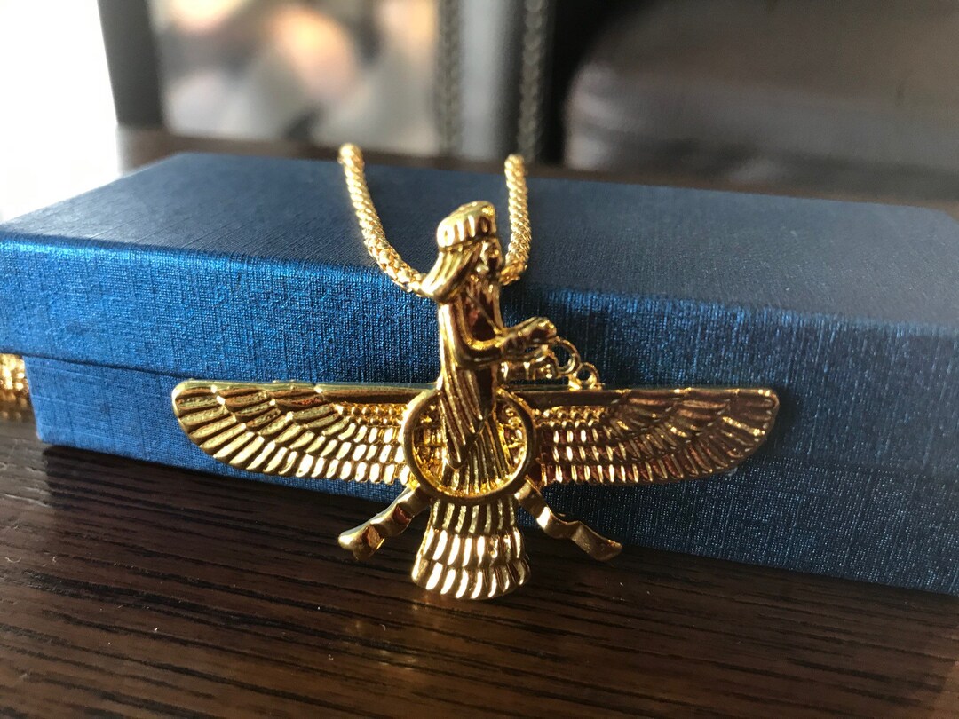 Yellow Farvahar Ahura Mazda Zoroastrian Faravahar Achaemenian Pendant