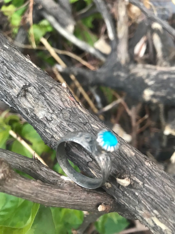 Nice vintage old small blue stone ring tribal boho