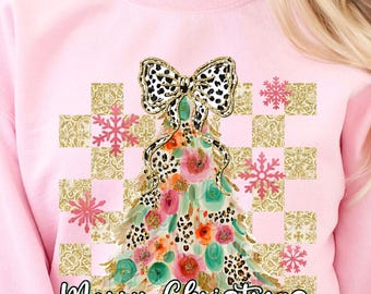 Merry Christmas Png, Christmas Tree Png, Preppy Christmas Png, Leopard Christmas Png, Pink Christmas, Christmas Shirt Design