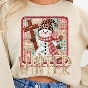 Winter Blessings Png, Faux Embroidery Snowman Png, Winter Snowman Png, Christmas Snowman Png, Winter Snowman Shirt Design, Cozy Winter Png