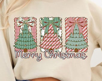 Merry Christmas Trees Png, Christmas Tree Png, Preppy Christmas Png, Coquette Christmas Png, Christmas Bow Png, Christmas Shirt Design