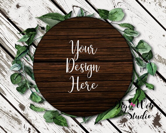 Download Wood Sign Mockup Mock Up Dark Round Wood Free Invitation Mockup Template Psd