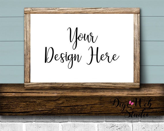 Frame Mockup Mock Up Coastal Farmhouse Wood Sign