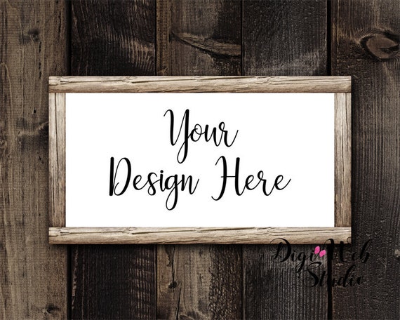 Frame Mockup Mock Up Rustic Wood Sign On