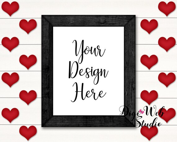 Frame Mockup Mock Up Shiplap Hearts Mockup Wood