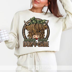 Digital Cow PNG, Messy Hair Don&#39;t Care, Snarky Cow Design, Sarcastic Cow, Farm Cattle PNG, Camo Cow, Cow Lover Design, Digital Sublimation