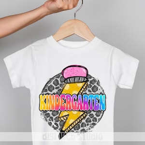 Kindergarten Png, School Pencil Lightning Bolt, Design for Kindergarten Kid, Grade School Kindergarten Shirt Png for Sublimation, DTF & DTG
