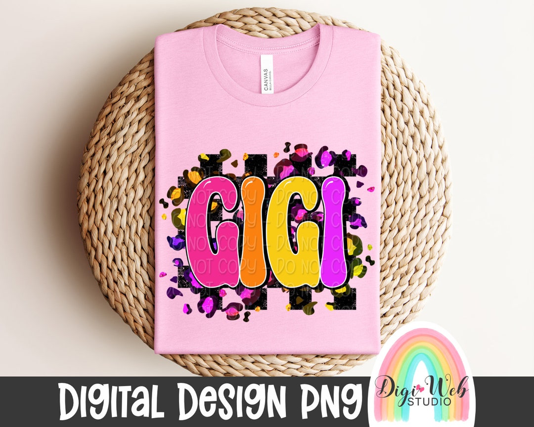 Gigi Digital Design, Colorful Retro Gigi Shirt Design, Leopard Print ...