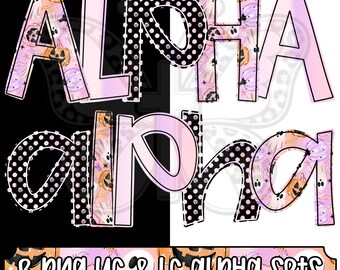 Paquete de PNG de Alfabeto Pastelween, Alfabeto Pastel de Halloween en PNG, Letras de Halloween para chicas, Alfabeto de Calabaza Fantasma, Alfabeto en mayúsculas y minúsculas en PNG