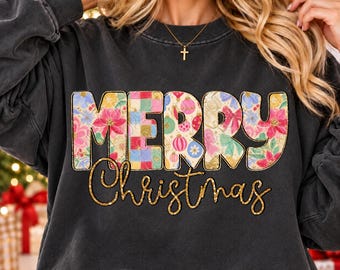 Merry Christmas Png, Faux Glitter Png, Vintage Christmas, Retro Christmas, Colorful Christmas, Christmas Ornament, Christmas Shirt Design