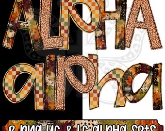 Paquete de letras PNG de mezcla otoñal acogedora, alfabeto otoñal PNG, letras leopardo otoñales, alfabeto de tablero de ajedrez, conjunto de letras PNG mayúsculas y minúsculas