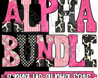 Cowgirl Grace 2 Alpha Png Bundle, Western Alphabet Png, Cow Print Letters, Pink Western Png, Pink Cowgirl Letter Png Set