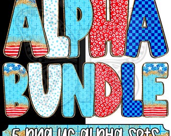 Glam God Bless The USA Alpha Png Bundle, Faux Glitter Alphabet Png, American Flag Alpha, 4th of July, Christian Patriotic