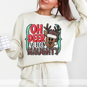 Oh Deer, ich war unartig, Snarky Reindeer, Santa&#39;s Reindeer, Weihnachtsdesign, Weihnachten Digital PNG, Sublimation PNG