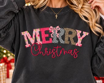 Merry Christmas Png, Preppy Christmas Png, Pink Christmas, Leopard Christmas, Christmas Bow Png, Colorful Christmas, Christmas Shirt Design