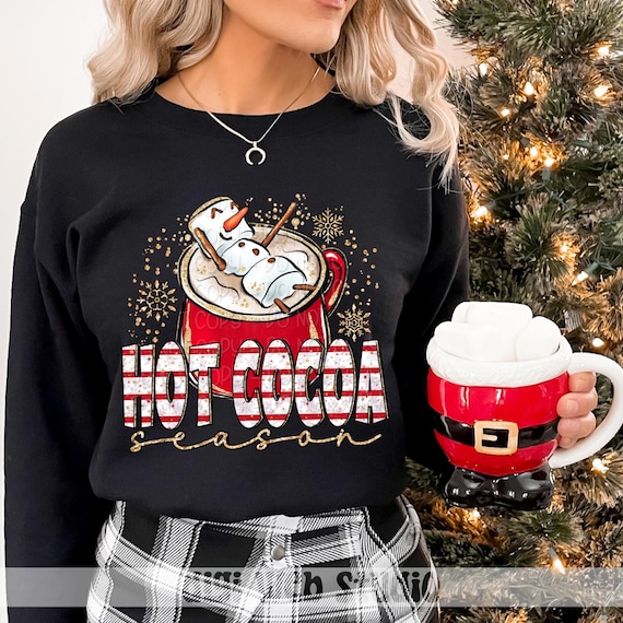 Hot Cocoa Season, Hot Chocolate PNG, Snowman Marshamallows, Holiday Digital PNG, Christmas Design PNG