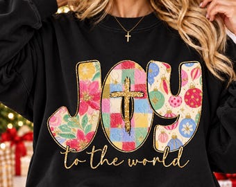 Joy To The World Png, Christian Christmas Png, Faith Based Png, Christmas Shirt Png, Faux Glitter Design