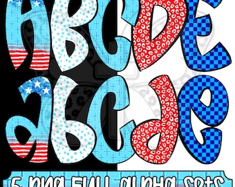 God Bless the USA Alpha Png Bundle, Patriotic Alphabet Png, 4th of July Alphabet, Christian Full Alphabet Png Set