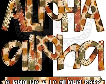 Fall Vibes Alpha Png Bundle, Autumn Alphabet Letters, Grunge Fall Lettering, Uppercase Lowercase Alpha, 3 Png Alphabet Sets