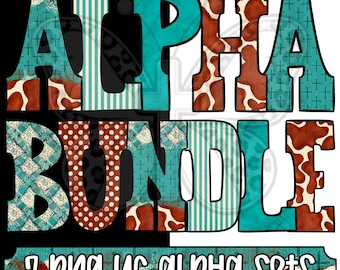 Cowgirl Grace Alpha Png Bundle, Western Alphabet Png, Cow Print Letters, Turquoise Western Png, Cowgirl Letter Png Set