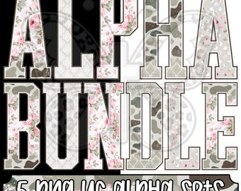 Floral Camo Alpha Png Bundle, Floral Alphabet Png, Camo Alphabet Letters, Pink Flower Alphabet, Letter Png Set