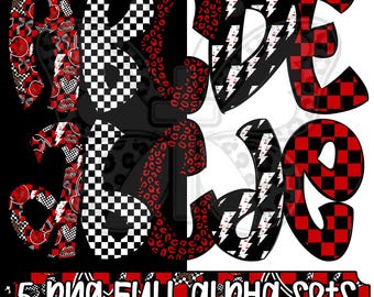 Checkers and Cherries Alpha Png Bundle, Cherry Alphabet Png, Preppy Alphabet Letters, Full Alphabet Png Set