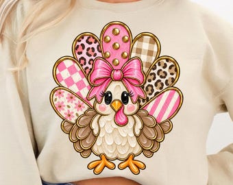 Thanksgiving Turkey Png, Girly Turkey Png, Pink Turkey Png, Cute Turkey Png, Preppy Thanksgiving, Coquette Fall, Thanksgiving Shirt Design