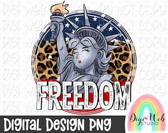 Statue of Liberty PNG, Freedom Digital Design, July 4 Digital, Stars and Stripes, Patriotic PNG, Leopard Print, Sublimation PNG